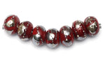 10704201 - Seven Regal Red Metallic Rondelle Beads