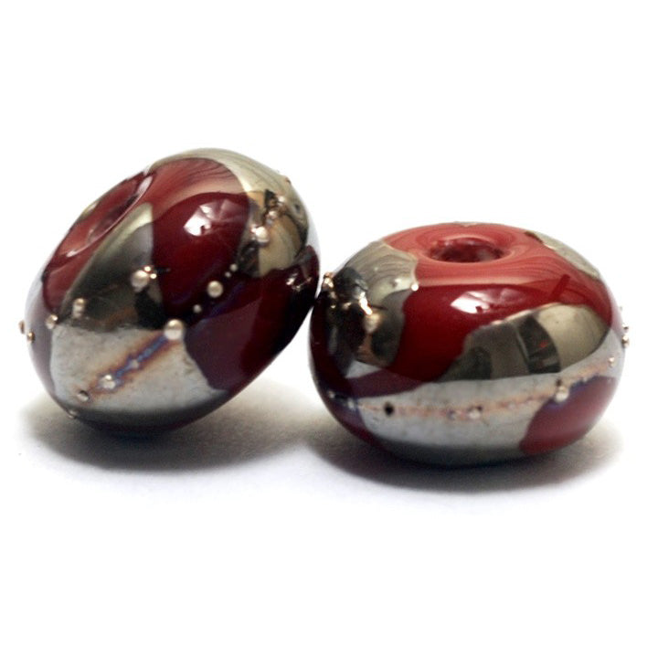 10704201 - Seven Regal Red Metallic Rondelle Beads