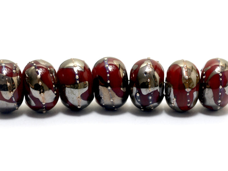 10704201 - Seven Regal Red Metallic Rondelle Beads