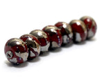 10704201 - Seven Regal Red Metallic Rondelle Beads