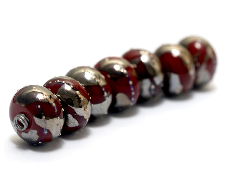 10704201 - Seven Regal Red Metallic Rondelle Beads