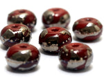 10704201 - Seven Regal Red Metallic Rondelle Beads