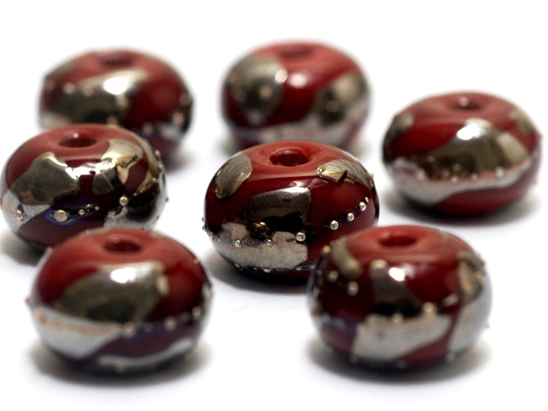 10704201 - Seven Regal Red Metallic Rondelle Beads