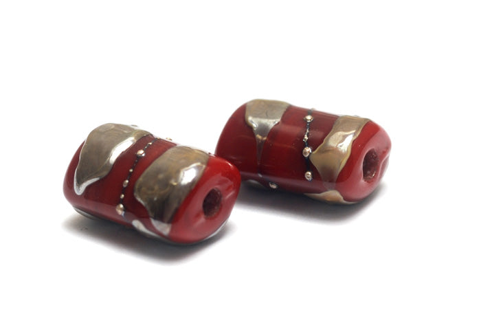 10204203 - Six Regal Red Mini Kaleras Beads