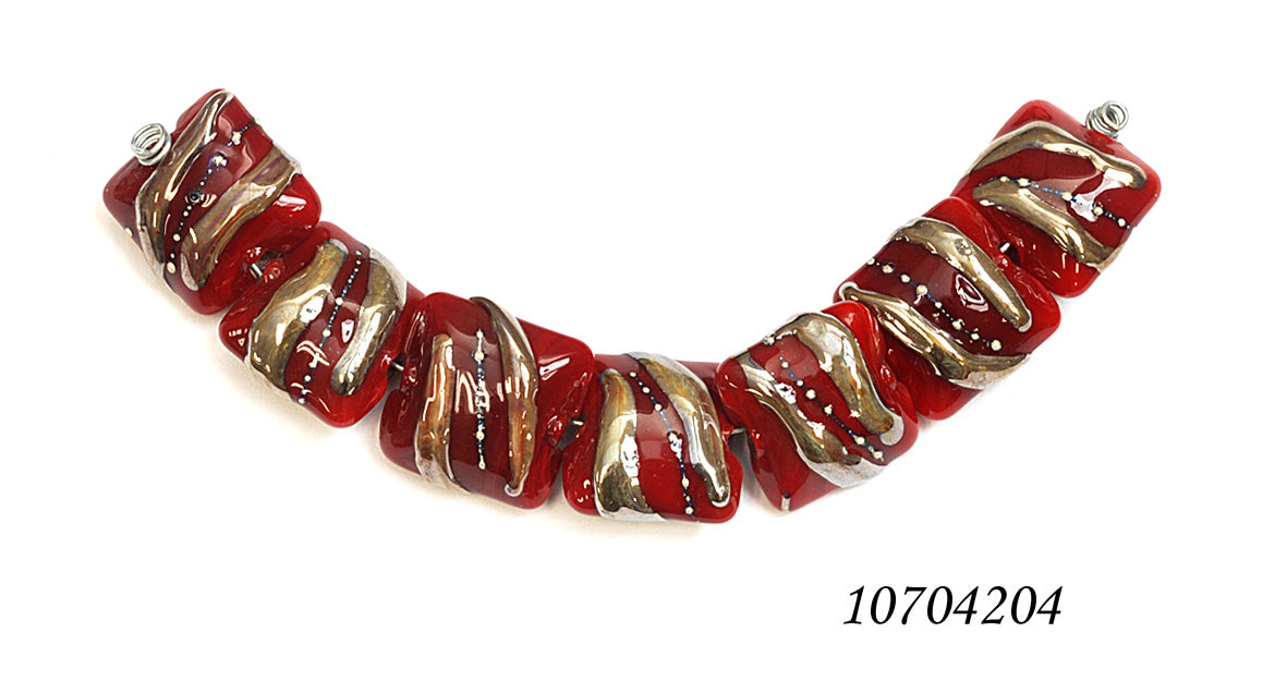 10704204 - Seven Regal Red Metallic Pillow Beads