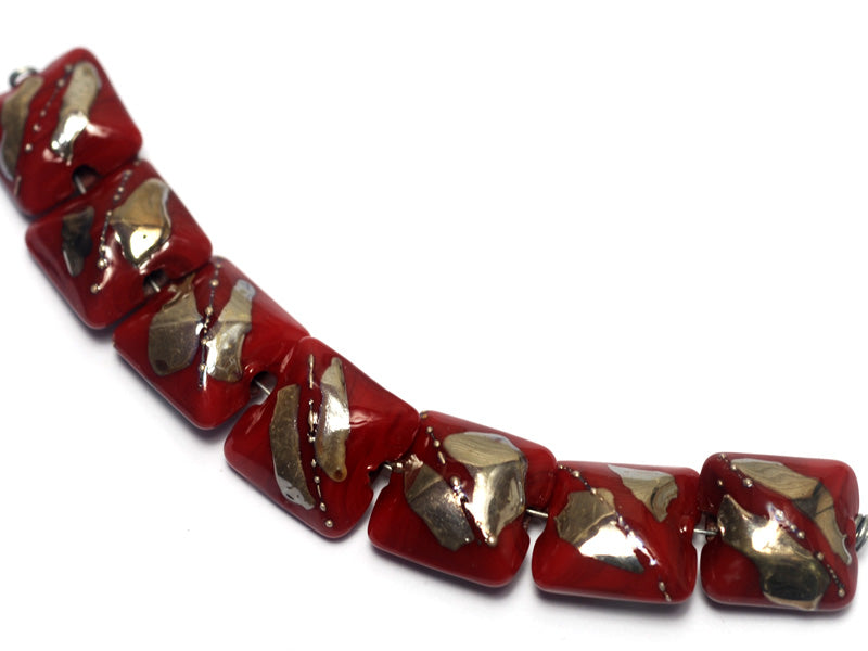 10704204 - Seven Regal Red Metallic Pillow Beads