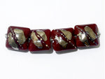 10704214 - Four Regal Red Metallic Pillow Beads