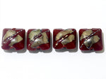 10704214 - Four Regal Red Metallic Pillow Beads