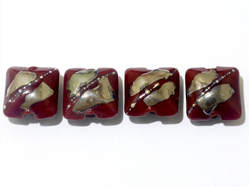 10704214 - Four Regal Red Metallic Pillow Beads