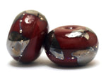 10704221 - Six Regal Red Metallic Rondelle Beads