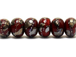 10704221 - Six Regal Red Metallic Rondelle Beads