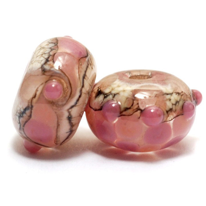 10704301 - Seven Pink Desert Rondelle Beads