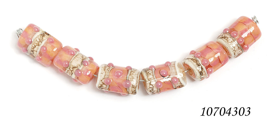 10704303 - Six Pink/Soft Orange Mini Kalera Beads