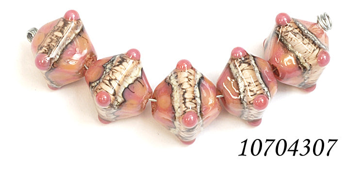 10704307 - Five Pink/Soft Orange Crystal Beads