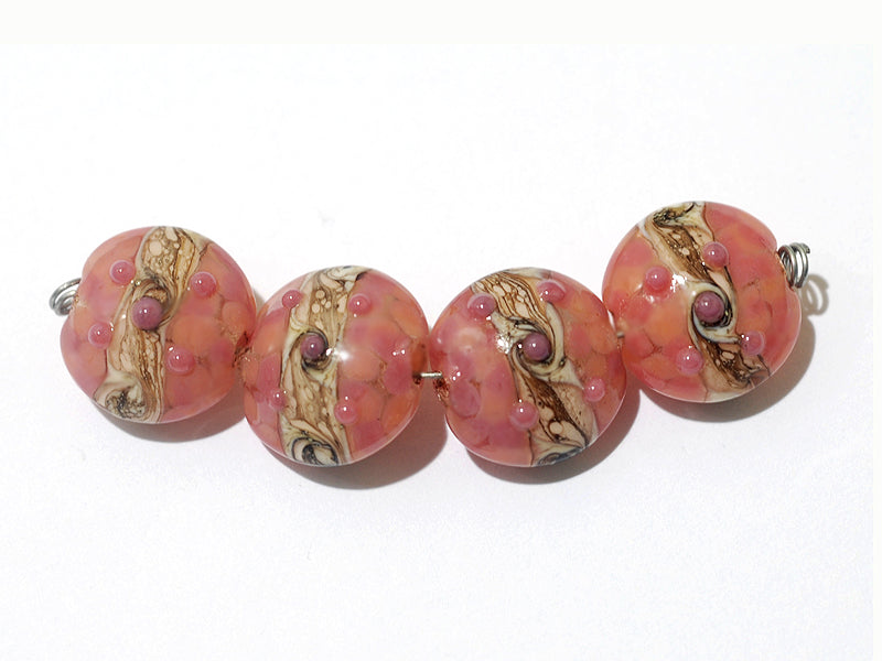 10704312 - Four Pink/Soft Orange Lentil Beads