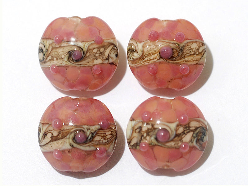 10704312 - Four Pink/Soft Orange Lentil Beads