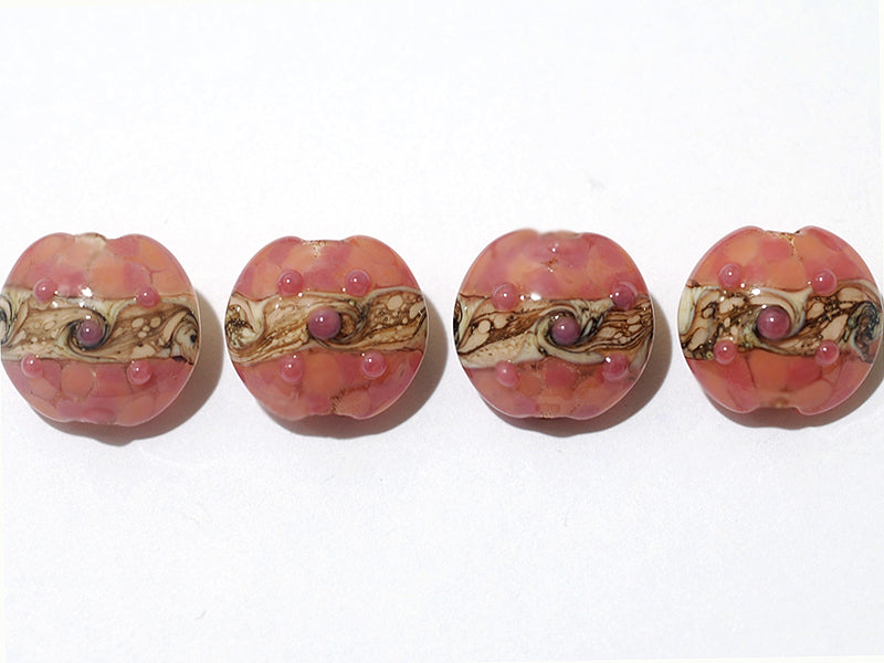 10704312 - Four Pink/Soft Orange Lentil Beads