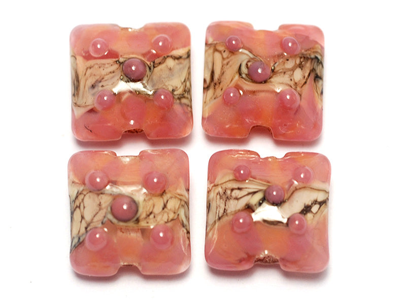 10704314 - Four Pink/Soft Orange Pillow Beads