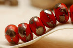 10705001 - Seven Electric Orange Metallic Rondelle Beads