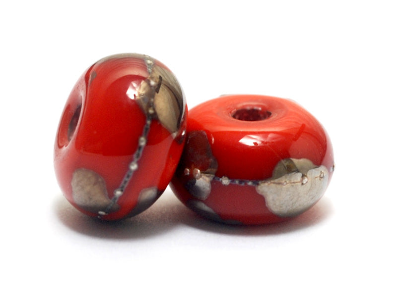 10705001 - Seven Electric Orange Metallic Rondelle Beads