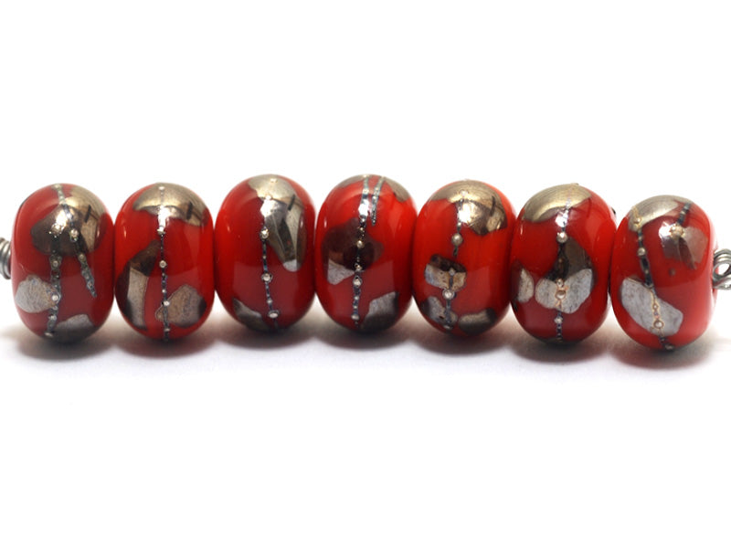 10705001 - Seven Electric Orange Metallic Rondelle Beads