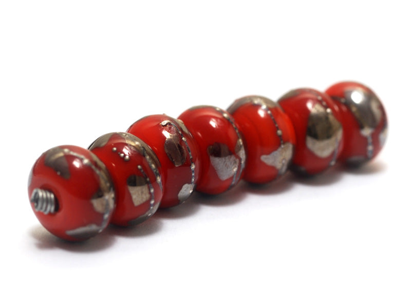 10705001 - Seven Electric Orange Metallic Rondelle Beads
