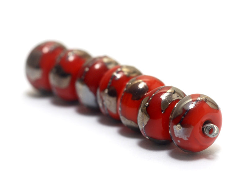 10705001 - Seven Electric Orange Metallic Rondelle Beads