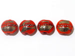 10705012 - Four Electric Orange Metallic Lentil Beads