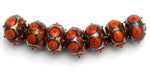 10705201 - Seven Coral w/Metal Dots Rondelle Beads