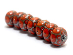 10705201 - Seven Coral w/Metal Dots Rondelle Beads