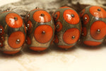 10705221 - Six Coral w/Metal Dots Rondelle Beads