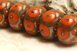 10705221 - Six Coral w/Metal Dots Rondelle Beads