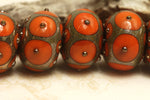 10705221 - Six Coral w/Metal Dots Rondelle Beads