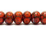 10705221 - Six Coral w/Metal Dots Rondelle Beads