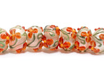 10705901 - Seven Vermilion Flower Rondelle Beads