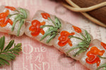10705914 - Four Vermilion Flower Pillow Beads