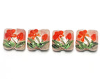10705914 - Four Vermilion Flower Pillow Beads