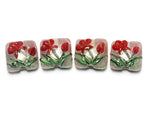 10706114 - Four Crimson Flower Pillow Beads