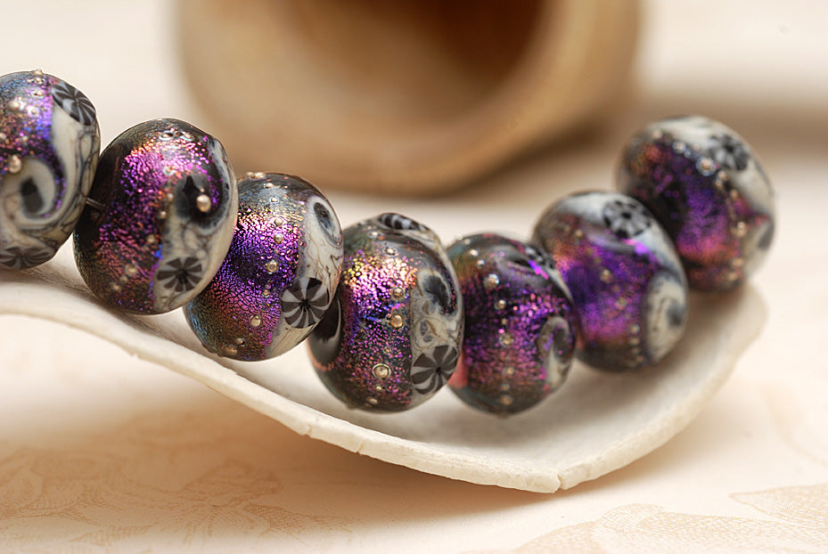 10706301 - Seven Amethyst Jewel Celestial Rondelle Beads