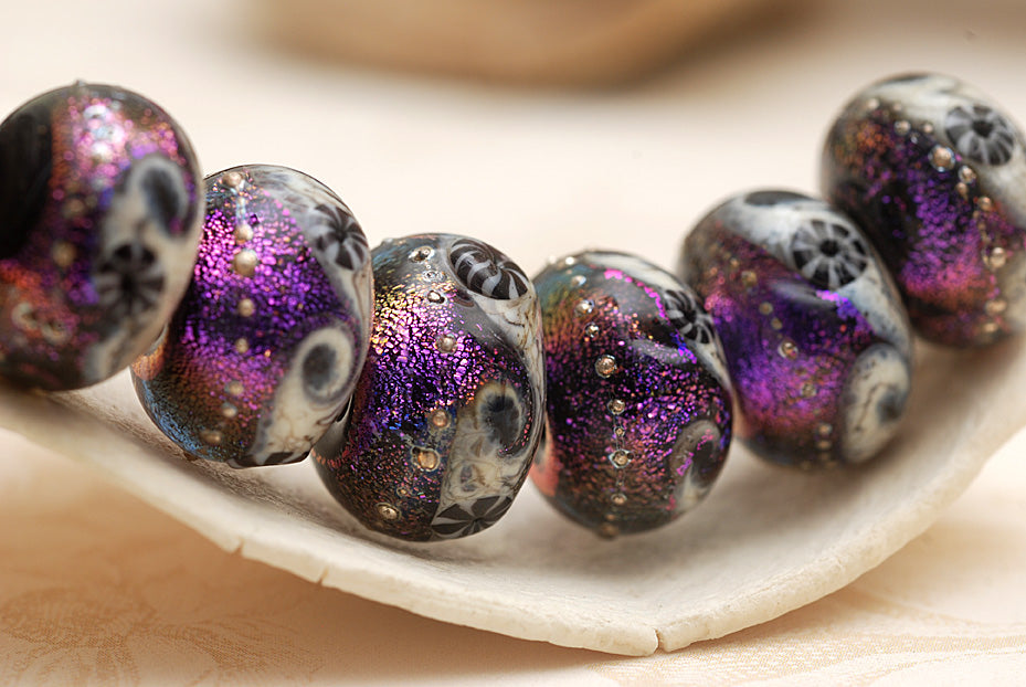 10706301 - Seven Amethyst Jewel Celestial Rondelle Beads