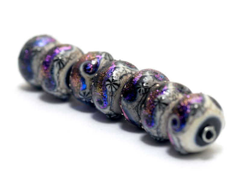10706301 - Seven Amethyst Jewel Celestial Rondelle Beads