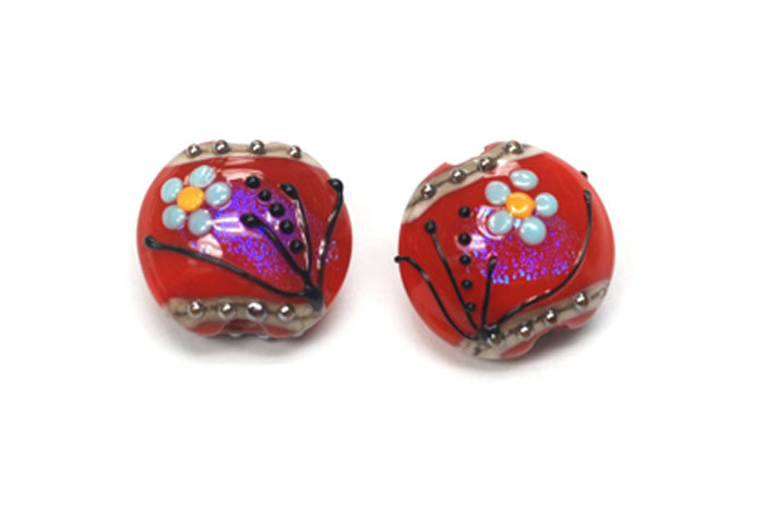 10706512 - Four Vintage Florals Lentil Beads