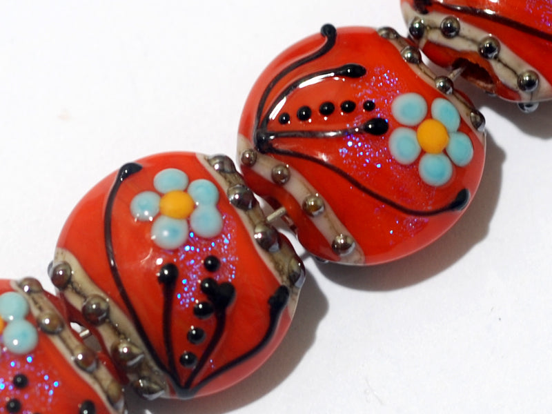 10706512 - Four Vintage Florals Lentil Beads