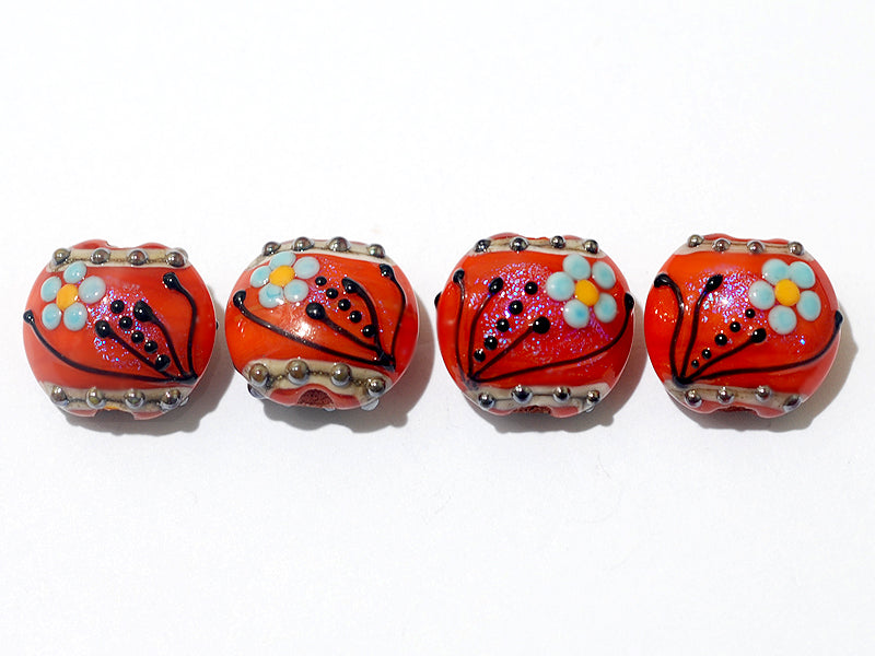 10706512 - Four Vintage Florals Lentil Beads