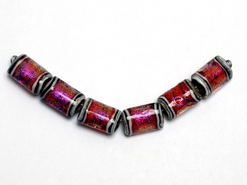 10706703 - Six Passion Pink Shimmer Mini Kalera Beads