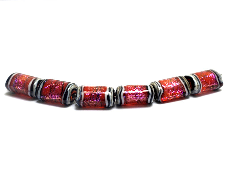 10706703 - Six Passion Pink Shimmer Mini Kalera Beads