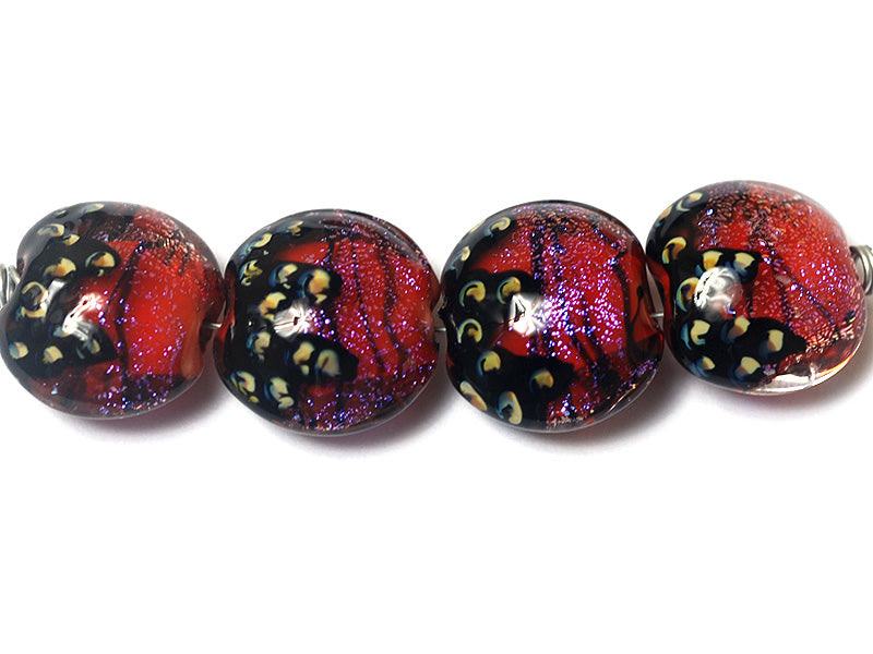 10706712 - Four Passion Pink Shimmer Lentil Beads