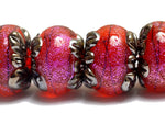 10706721 - Six Passion Pink Shimmer Rondelle Beads