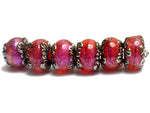 10706721 - Six Passion Pink Shimmer Rondelle Beads