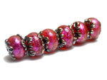 10706721 - Six Passion Pink Shimmer Rondelle Beads